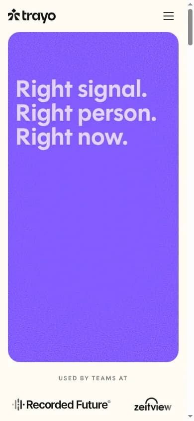 Trayo homepage on a phone