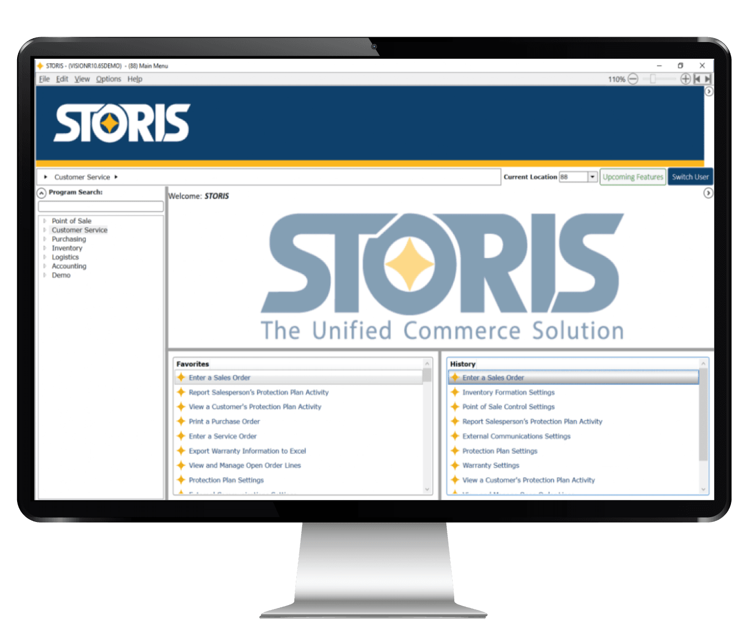 computer with STORIS details on screen