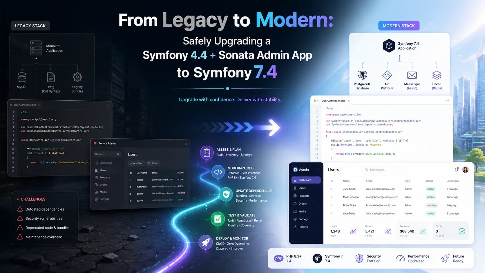 Safely Upgrading a Symfony 4.4 + Sonata Admin Application to Symfony 7.4