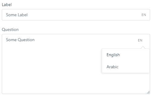 Image depicting a Rainlab Translate configured form w/ a dropdown menu which will manage content localization.