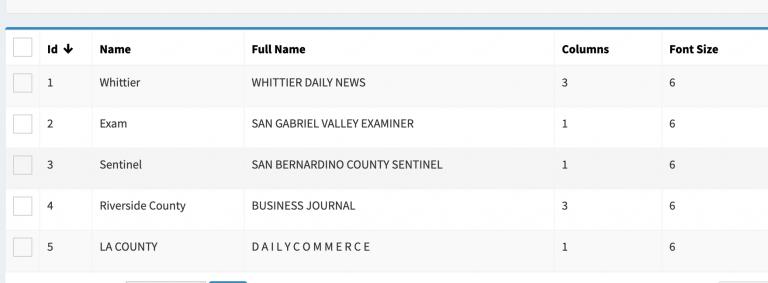 Screenshot of the data management system's filtering system in action.