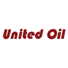 United oil logo in burgundy red.