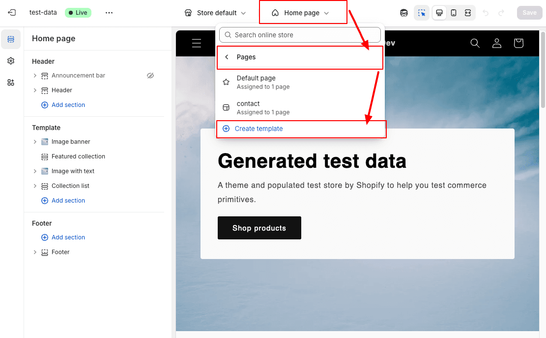 Create New Page Template