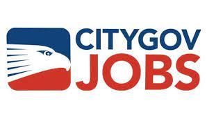 City Gov Jobs Logo with blue and red lettering in white background. 