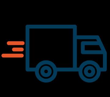 Image of a shipping delivery truck icon. 